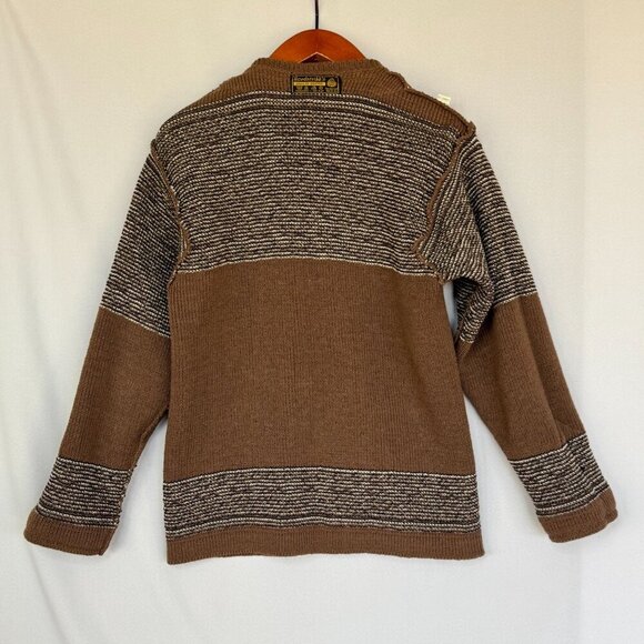 Vintage Nordstrickk Brown 100% Wool Nordic Fair Isle Silver Closure Cardigan - Picture 14 of 16